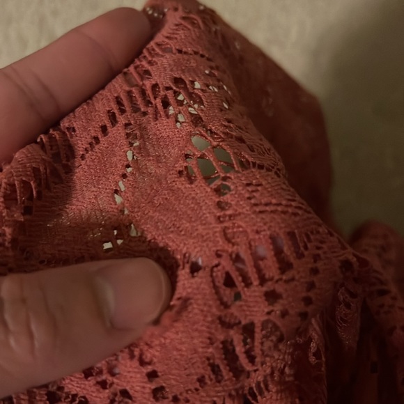 American Eagle Burnt Rose Pink Spaghetti Strap Swiss Dot Lace Bustier Dress XS - Picture 14 of 15